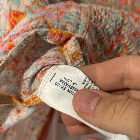 American Eagle Tie-Front Corset Tank Top Floral Size Small Pink Orange Ruffle - Picture 8 of 9